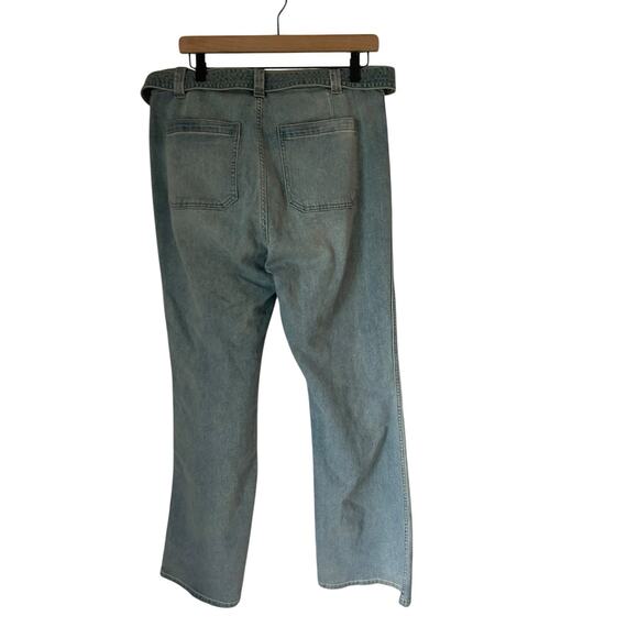 Gap Denim High Rise Flare Jeans Women 12/31 Light Wash Belted‎ - Picture 2 of 3